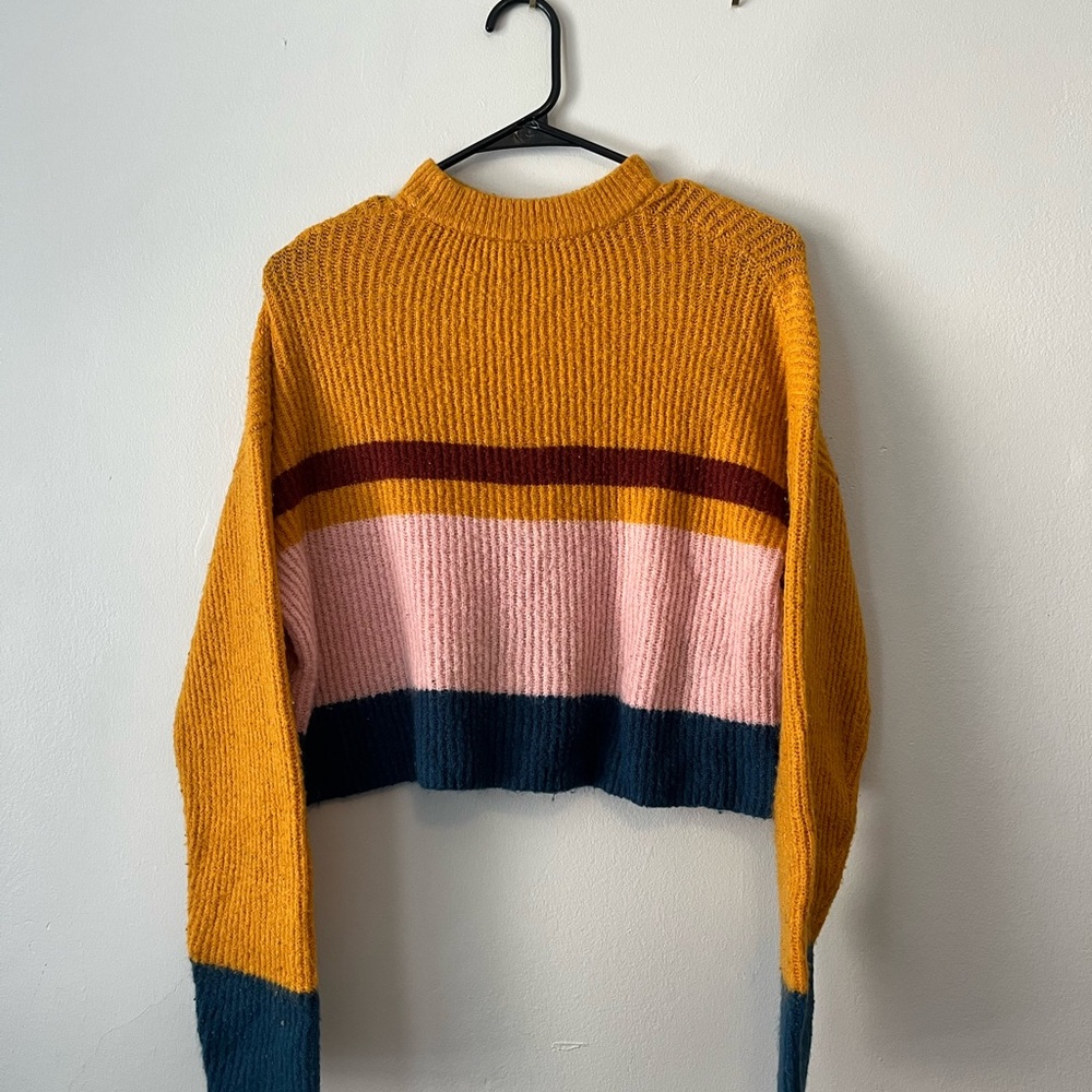 Garage Mustard and Pink Striped Turtleneck Sweater